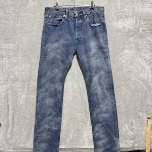 Levi's Premium Straight Jeans Mens 32 Blue Denim Acid Wash Logo Mid Rise Casual